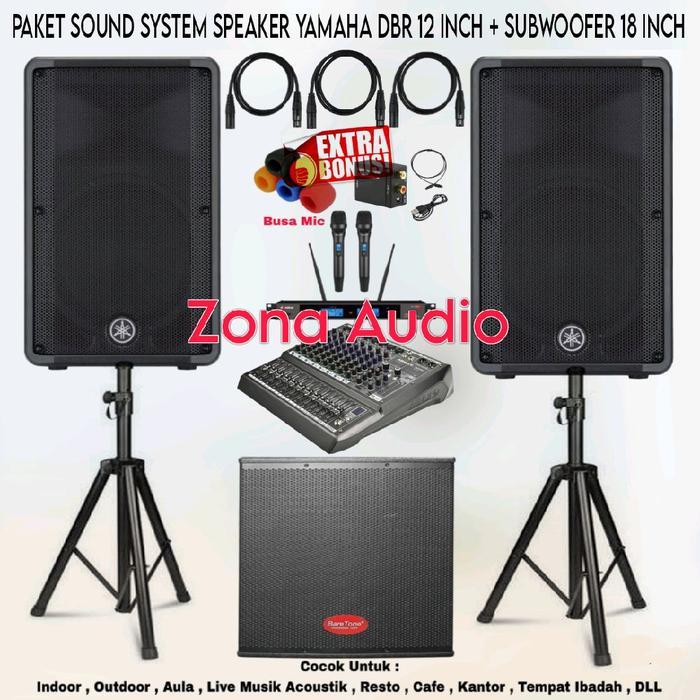 Paket Sound System Indoor Outdoor Live Musik Speaker Yamaha DBR 12 Inch + Subwoofer 18 Inch Aktif Mi