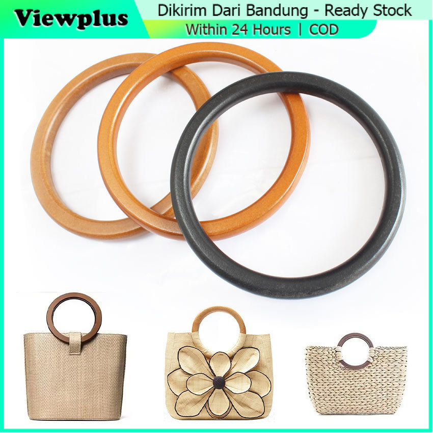 Gagang Tas Handle Kayu Ring Bulat / Handle Tas Kayu Handmade Mewah