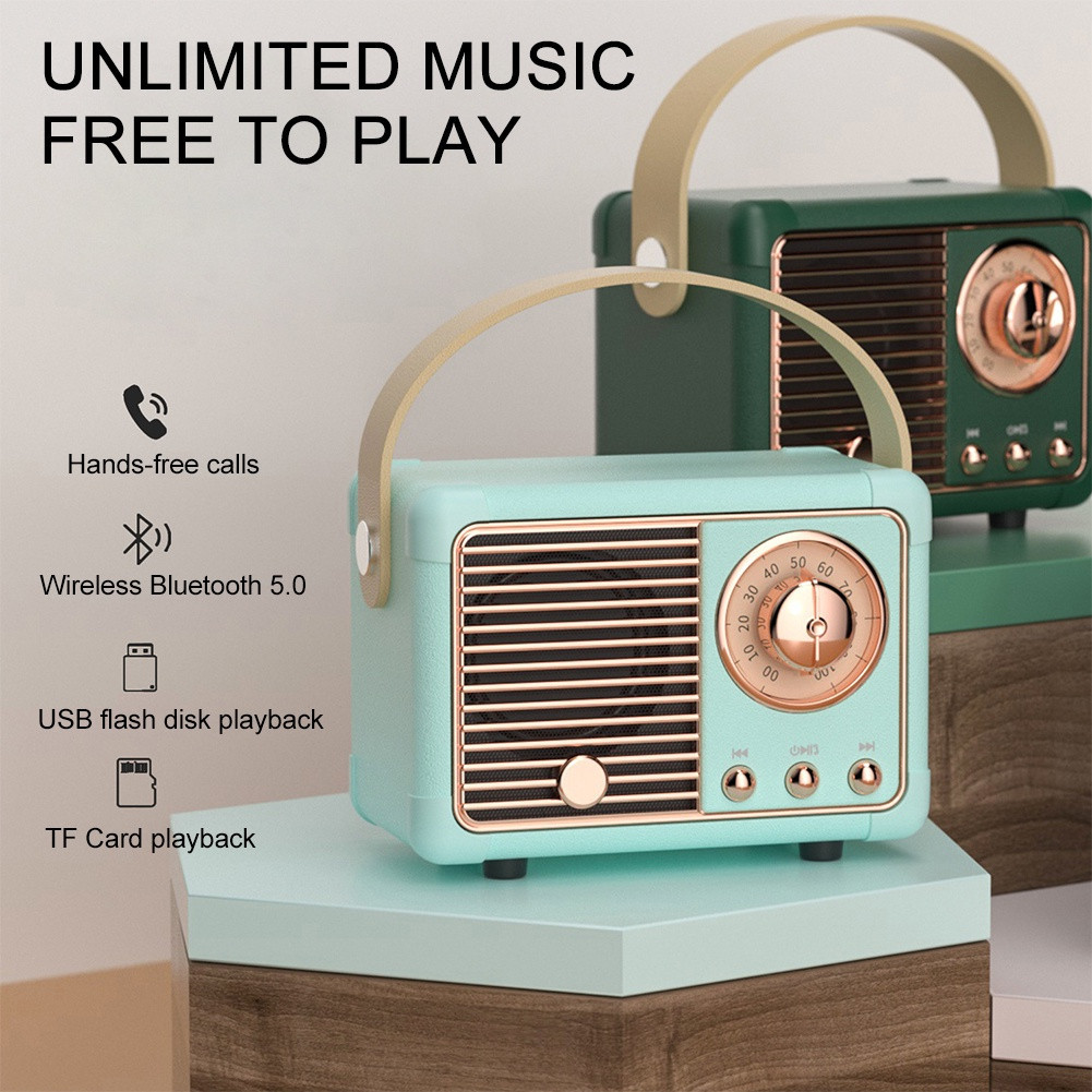 Speaker Bluetooth Mini Speaker Portabel Mini Yang Lucu Speaker Nirkabel Stereo Retro Untuk Outdoor