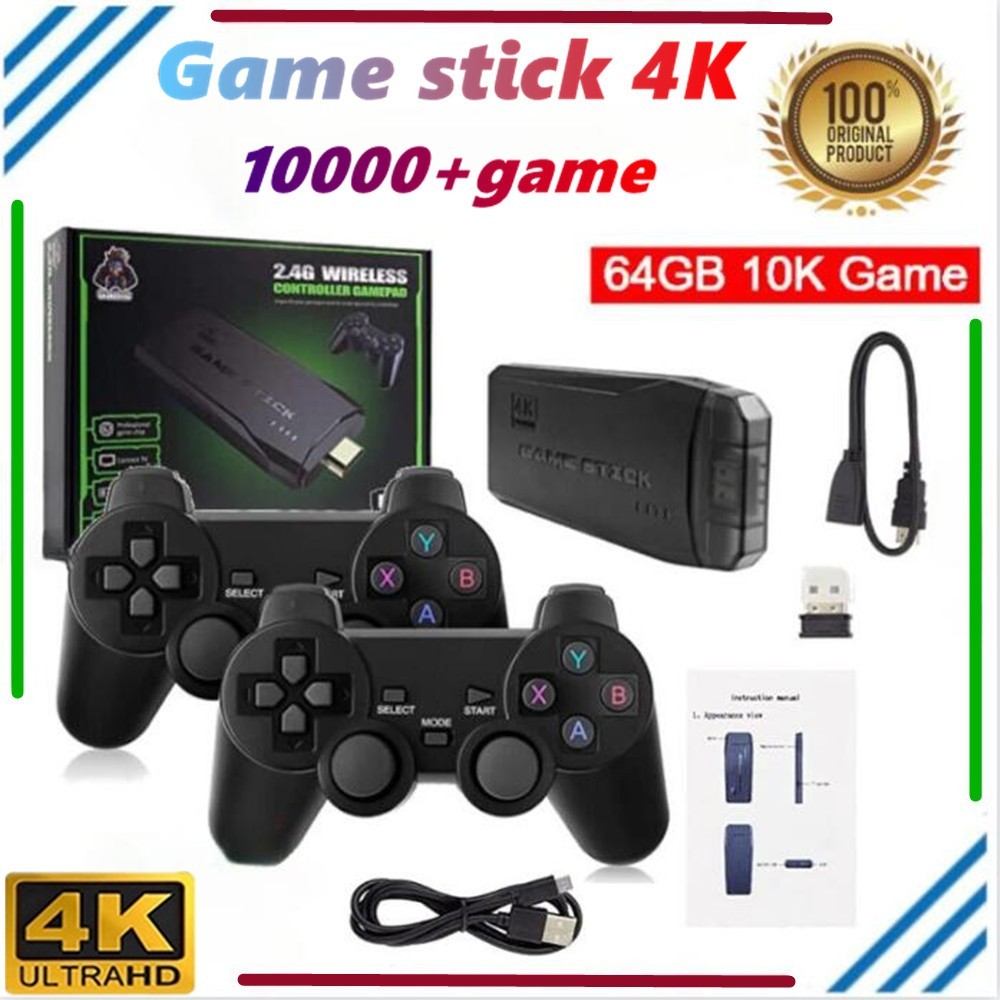 Game Stick 4K ps 2 full game + stick 2 Console Wireless Gamepad 128GB/64GB/32GB HDMI TV Retro Video 