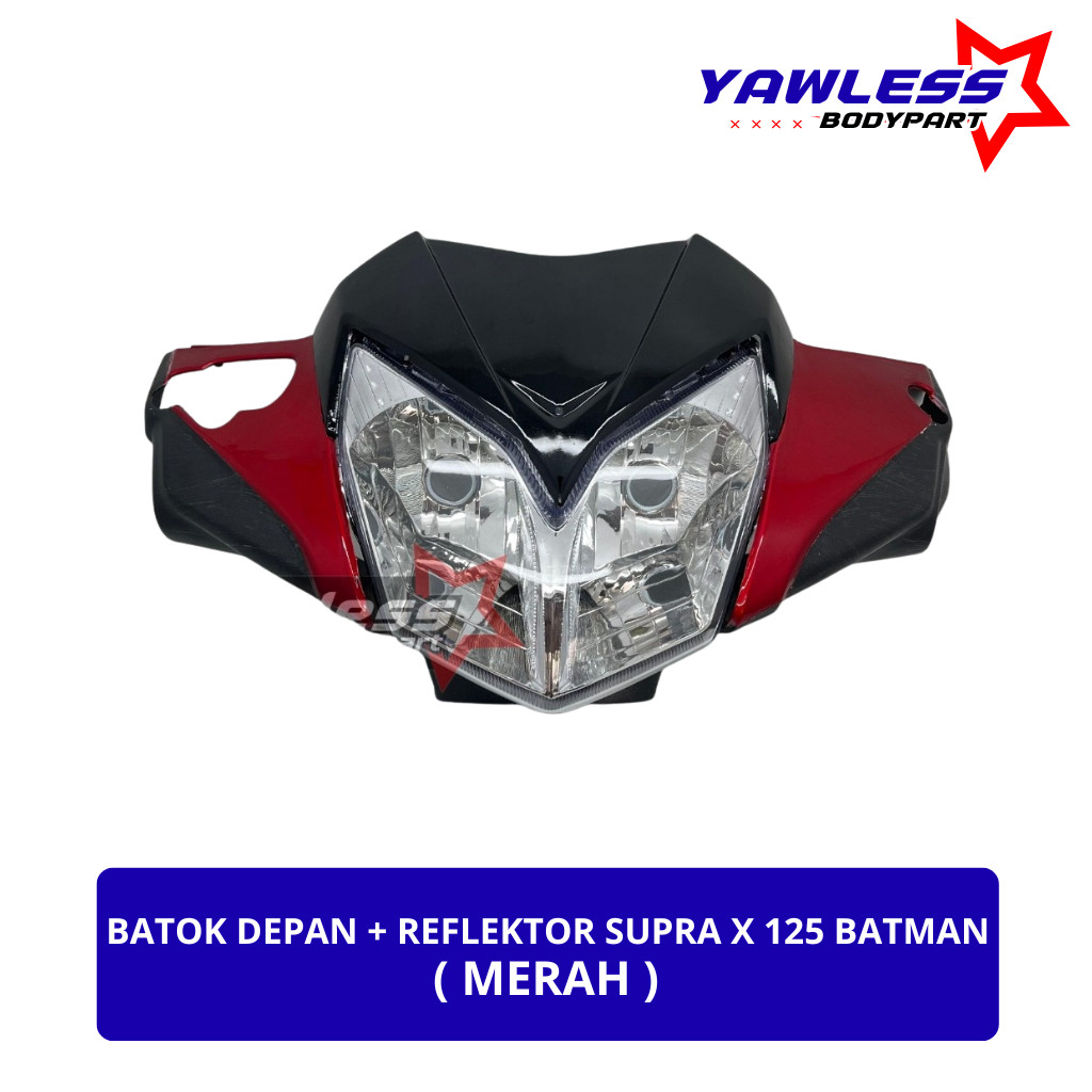 batok depan supra x 125 batman warna merah + reflektor supra x 125 / batok lampu supra x 125