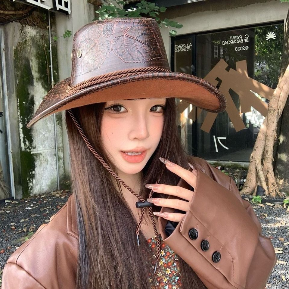 Gentleman Ethnic Style Western Cowboy Hat Roll Brim Wide Brim Knight Hat Black/brown Solid Color Cow