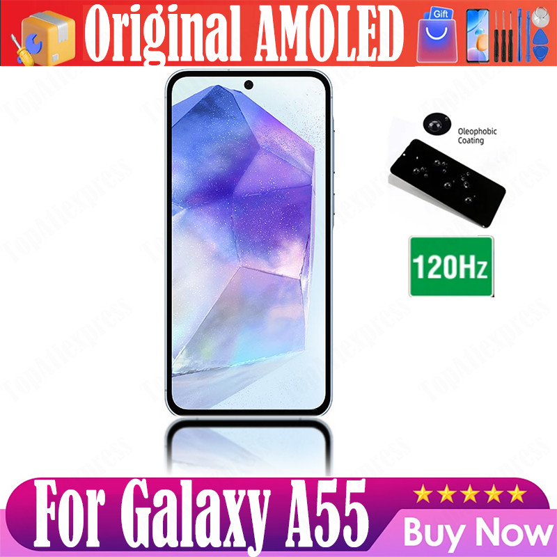 Original 6.6" Super AMOLED 120Hz splay For A55 5G LCD A556U A556B A5560 Tou Screen gitizer For Samsu