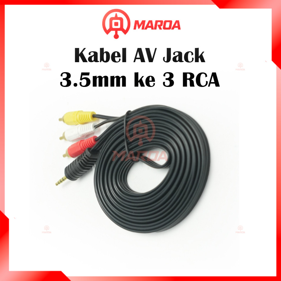 Kabel AV Jack 3.5mm ke 3 RCA Audio Video Panjang 1 Meter untuk TV DVD Speaker AV005