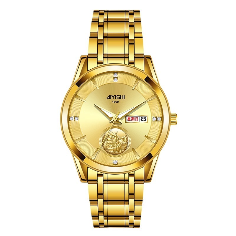 Jam Tangan Otomatis AYISHI 1669 Pria dewasa cowok terbaru Analog Stainless Steel Bercahaya Tanggal f