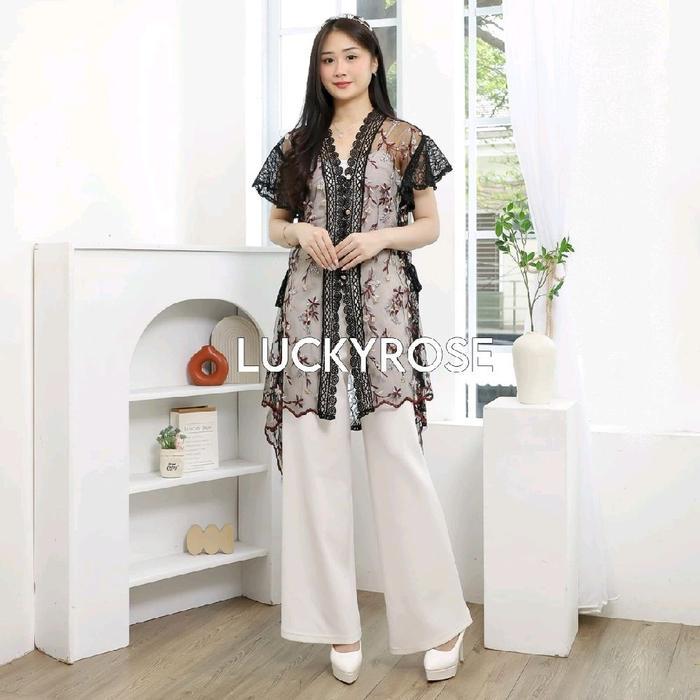 Hali Outer Tille Brukat Cardan Brokat Lengan Pendek Outer Vest Rompi Tile atasan outher brukat Outer