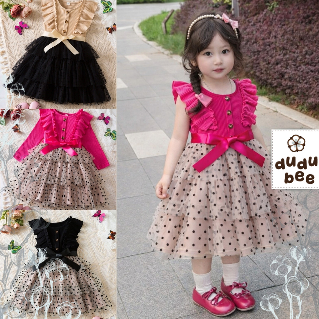 Dress Pesta Aqiqah Gaun Ulang Tahun Bayi Anak perempuan DOTTY Import Mewah Model Korea