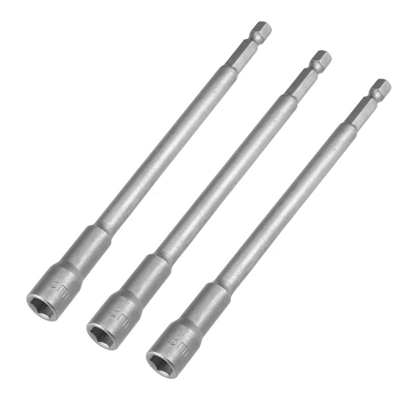 3Pcs 8mm Hex Sockets Hex Shank Magnetic Nut Sockets Driver Nut Driver 14 Quick Change Screwdriver Ki