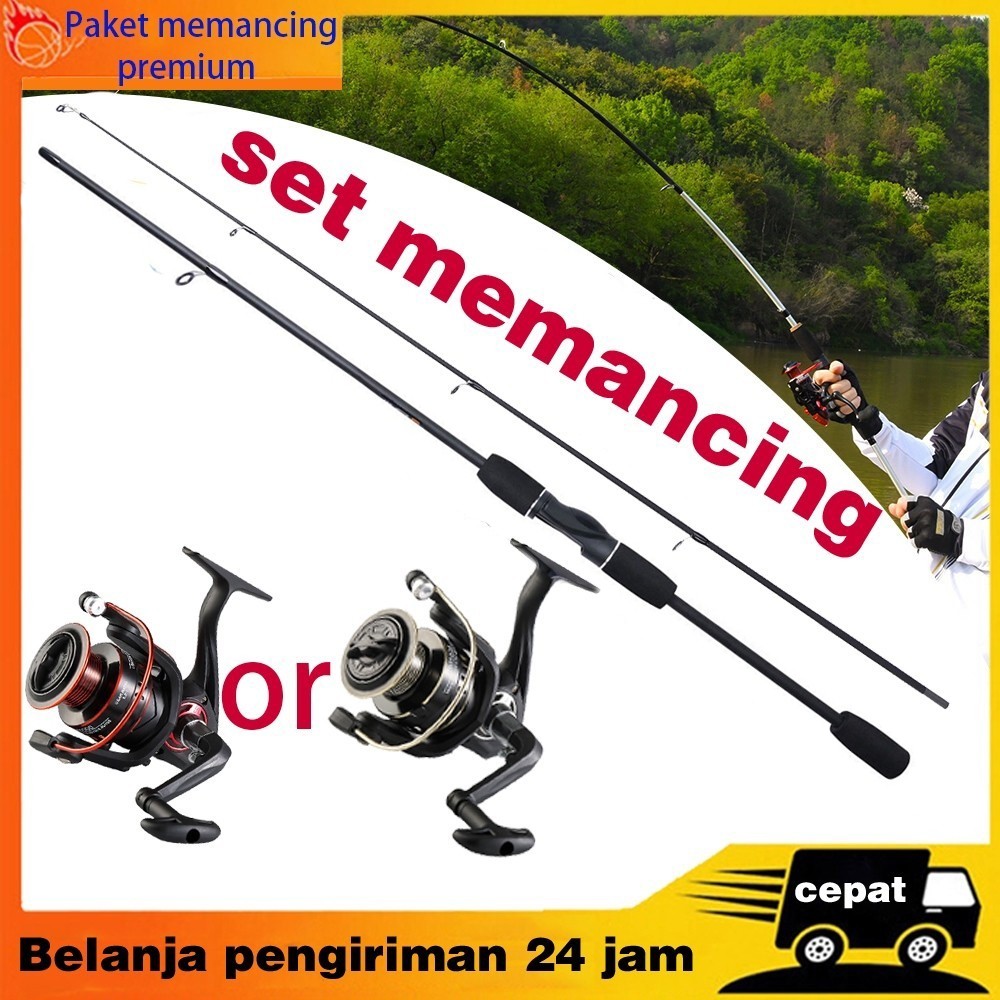 TERBARU LUCKY MAN Pancing 1 set murah/Set premium (joran + reel)  Peralatan pancing esensial berkual