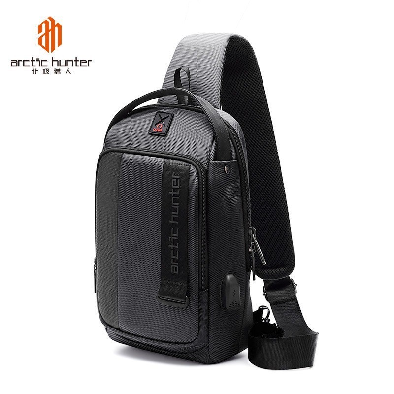 LEATHER CONCEPT ARCTIC HUNTER Tas Selempang Pria Sling Bag Pria USB ARCTIC HUNTER 100% ORI - WHALE