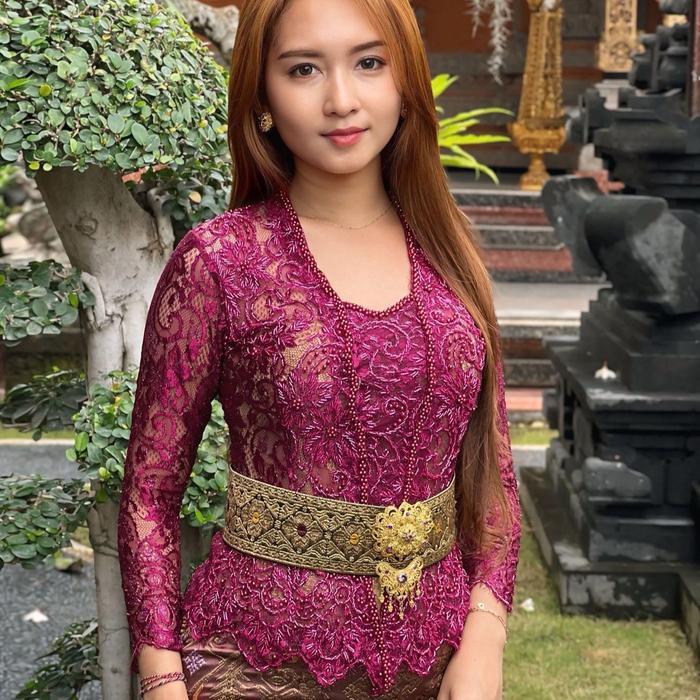 Kebaya Jadi Brokat Payet sparkle - Burgundy, S