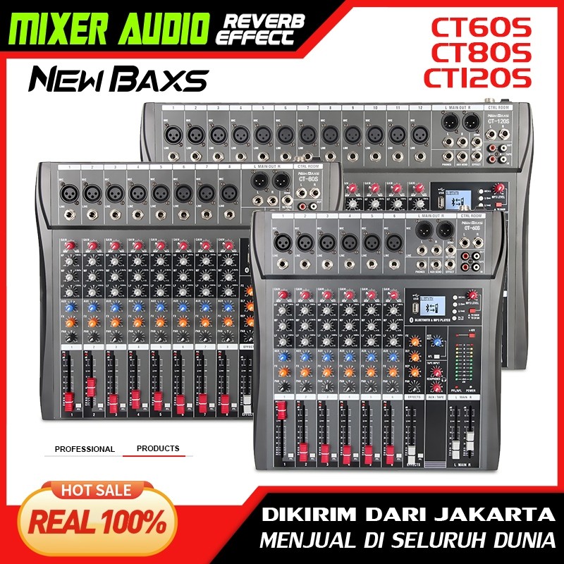 NEW BAXS CT60S/CT80S/CT120S Mixer Audio Profesional 6/8/12 saluran mixer Efek gema bawaan Mendukung 