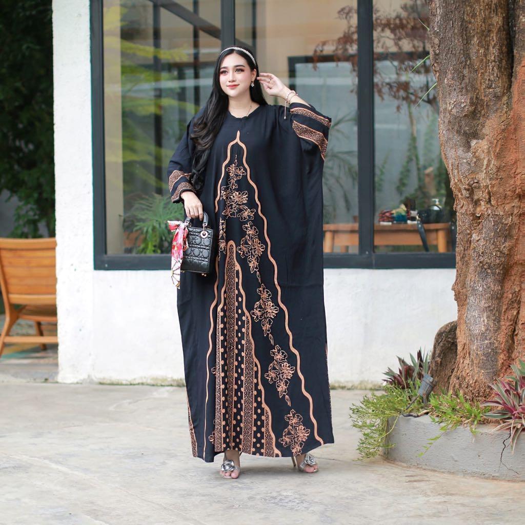 Jeha Kaftan Lebaran - Kaftan Rayon Jumbo Maksi LD 170 Kaftan Batik Piramid Busui Lengan Panjang Rayo
