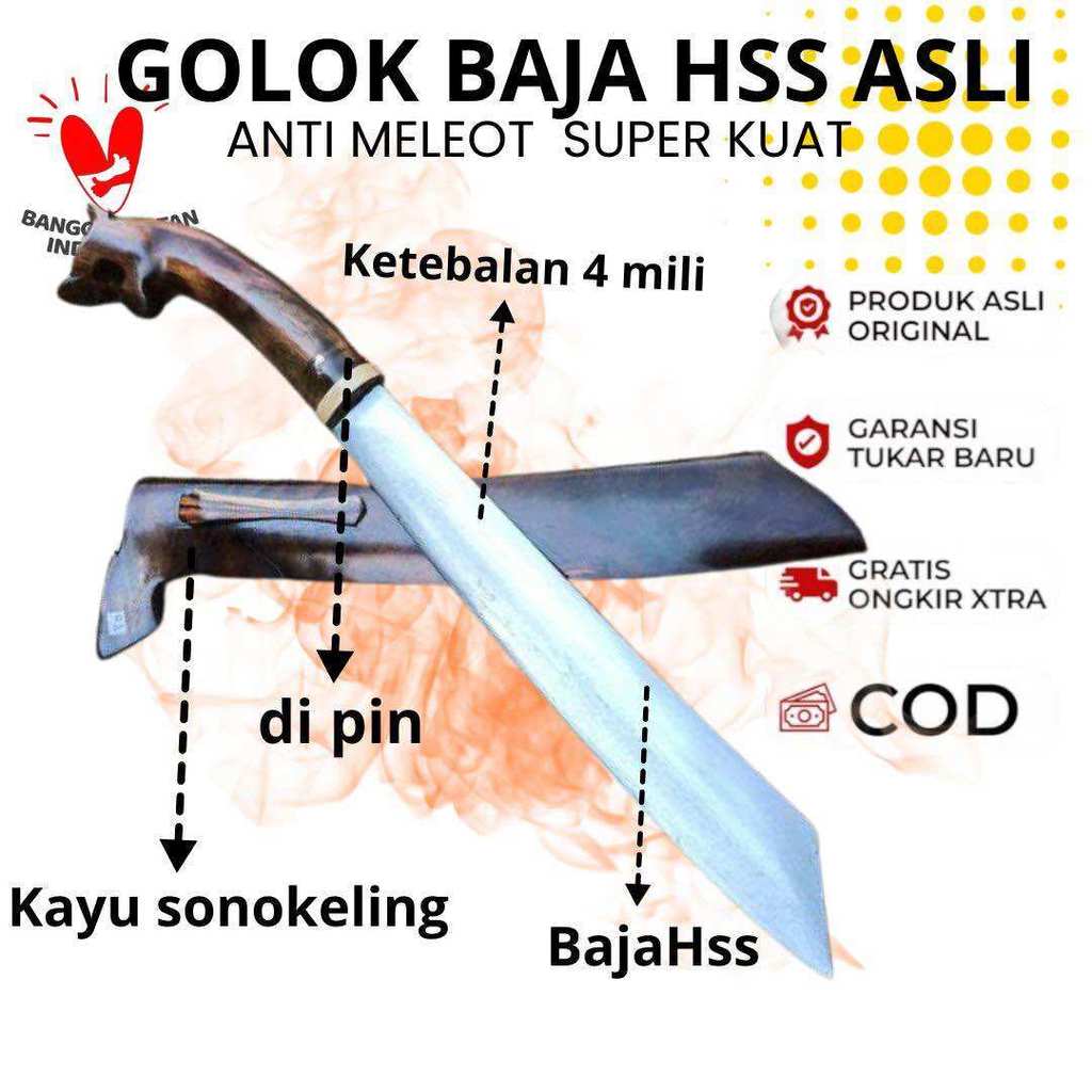 Golok Tebas Premium Full Baja Hss || Potong Kayu Dan Bambu