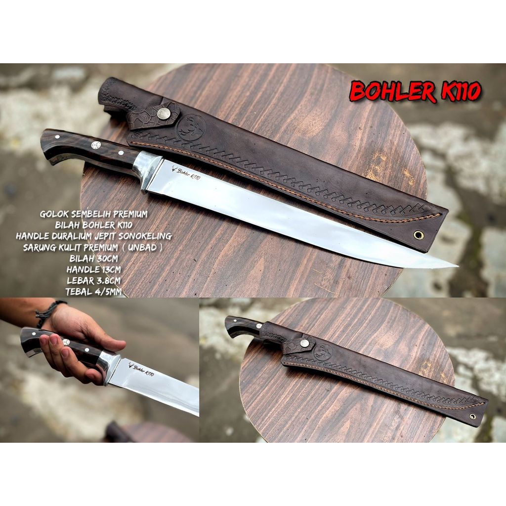 Golok Sembelih Bohler K110 Sarung Kulit Mantap
