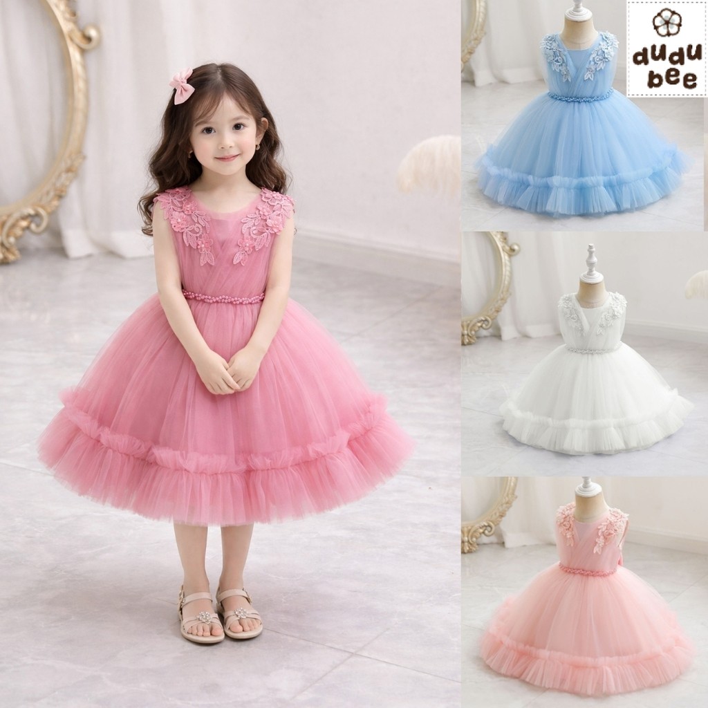 Dress Pesta Aqiqah Gaun Ulang Tahun Bayi Anak perempuan ANGELIC Import Mewah Model Korea