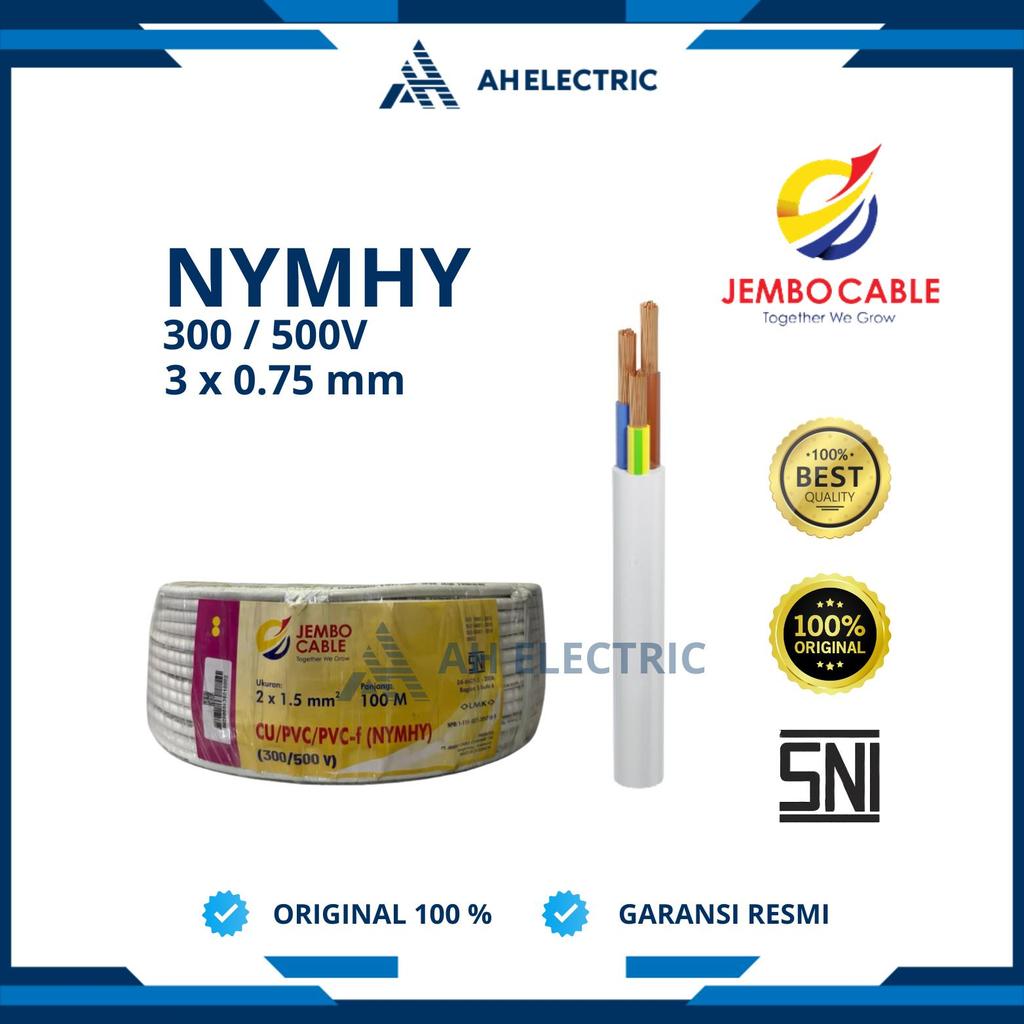 Jembo Kabel Serabut NYMHY 3x0.75 mm / 3x0,75 mm / 3 x 0.75 mm / 3 x 0,75  | Eceran | Meteran | Origi