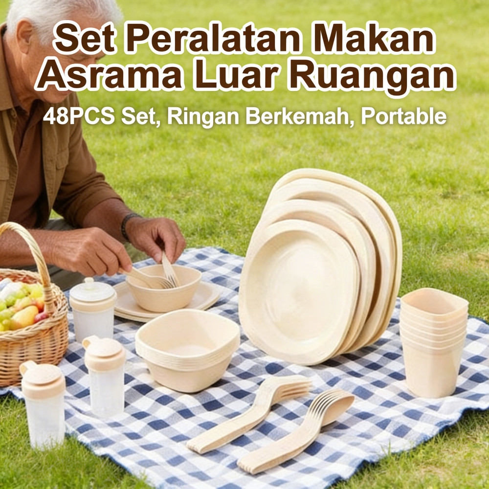 Perlengkapan Makan Camping 48 pcs Piknik Luar Ruangan Makan Plastik Makan Plastik Camping Makan Set 