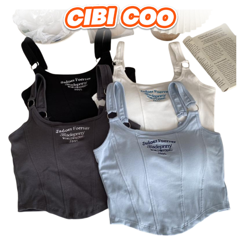 CIBICOO Tanktop Casual Full Cup Fashion BR69 Pakaian Atasan Bra Gym Kamisol Wanita Tanpa Kawat Tankt