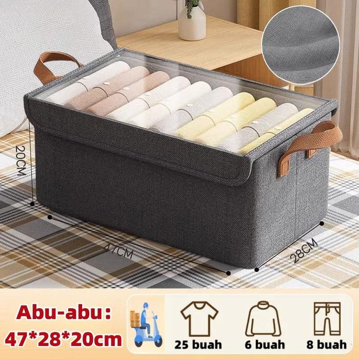 [LM]  Peningkatan Baru Storage box Rangka Baja Tutup super Storage box organizer tahan debu dan kele