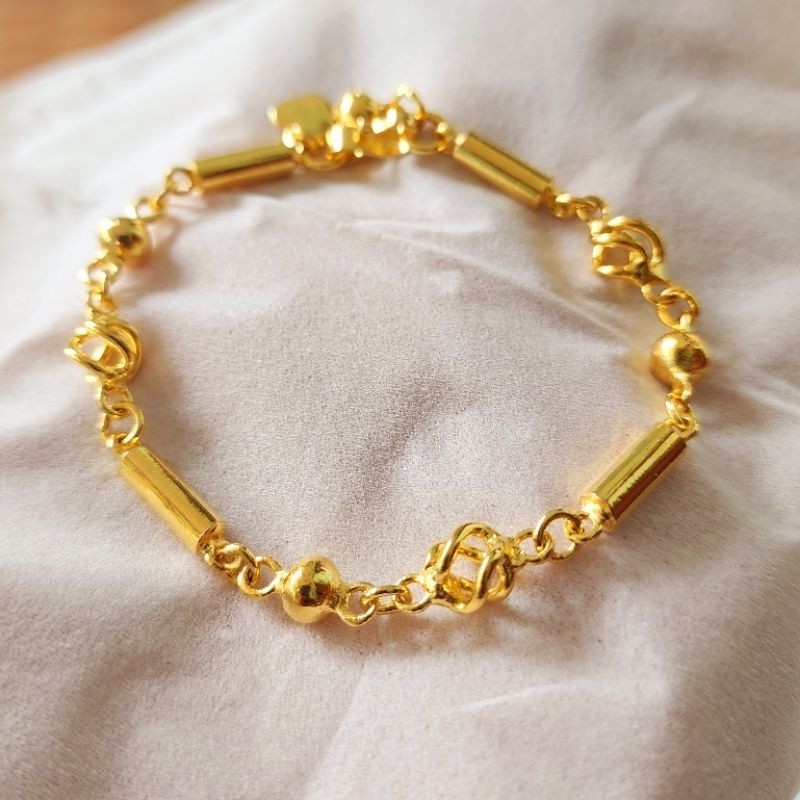 Gelang Bola Pipa Lapis Emas 24k Murni