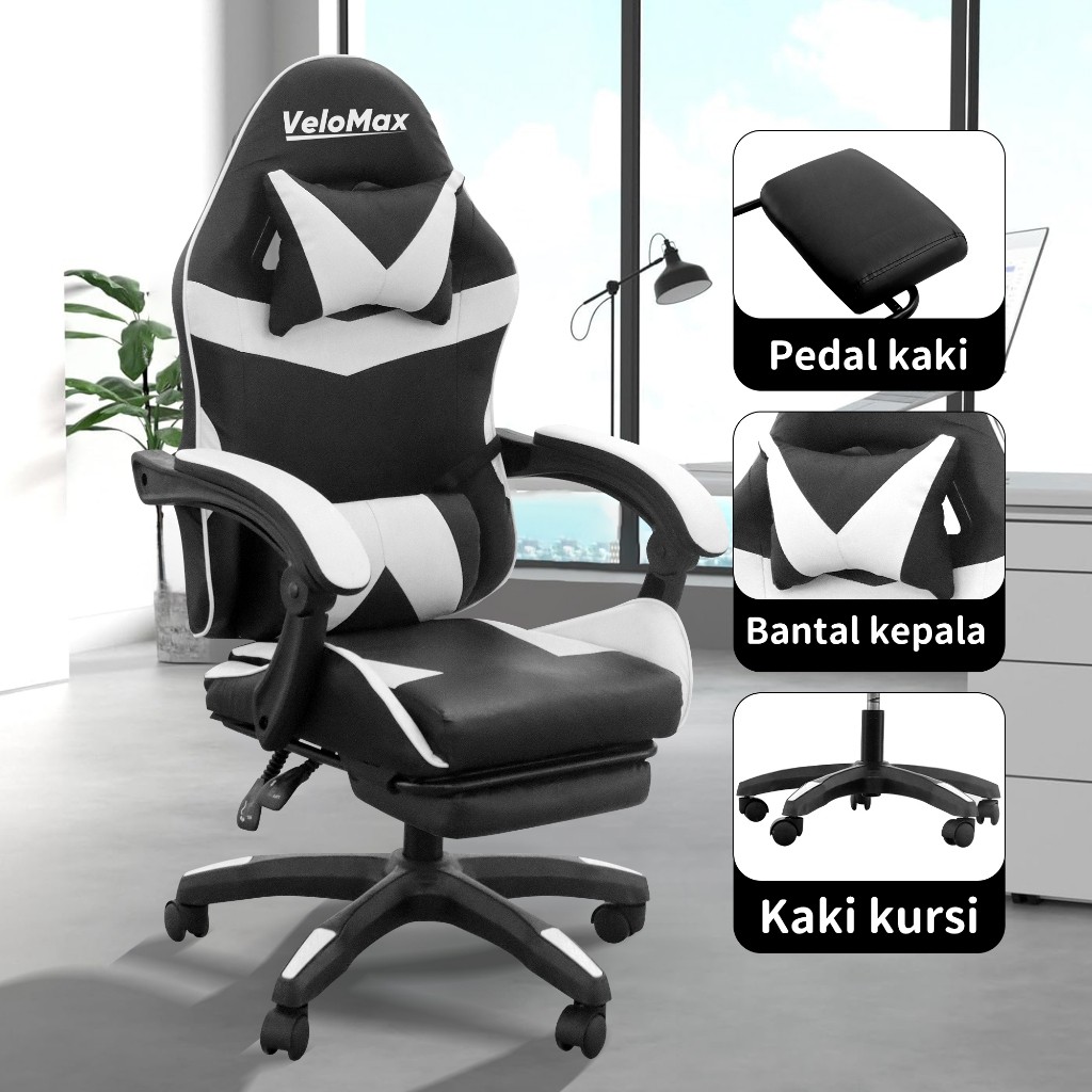 Kursi komputer Kursi belajar dengan fungsi sandaran dan sandaran kaki Kursi kantor Kursi gaming