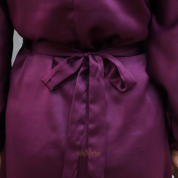 Maxi Dress Silk Mewah Gamis Brukat Muslim Dewasa Pesta Lebaran | Amanda - Gms Amanda2 Burgundy, M