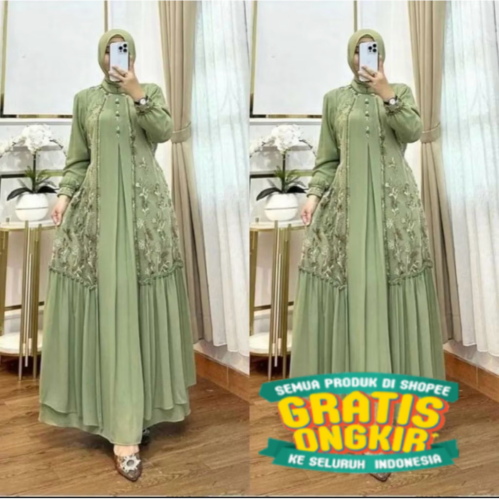 Aluna Dress Gamis Brokat Ceruty Payet Kondangan Gamis Pesta/ pakaian wanita lainnya