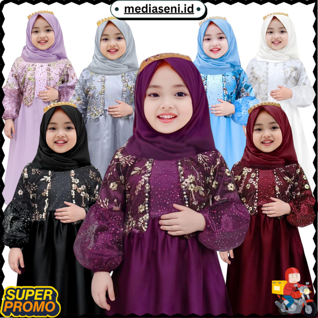 TERLARIS baju gamis anak Rosalina , baju kondangan anak perempuan , baju gamis anak perempuan lengan