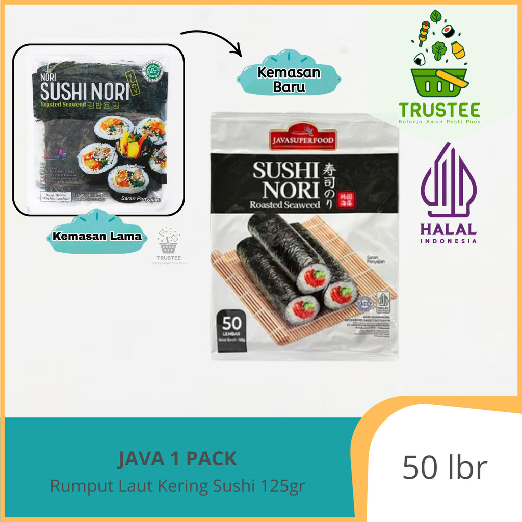JAVA Yaki Sushi Nori - Roasted Seaweed - Rumput Laut Panggang kemasan 50 lbr