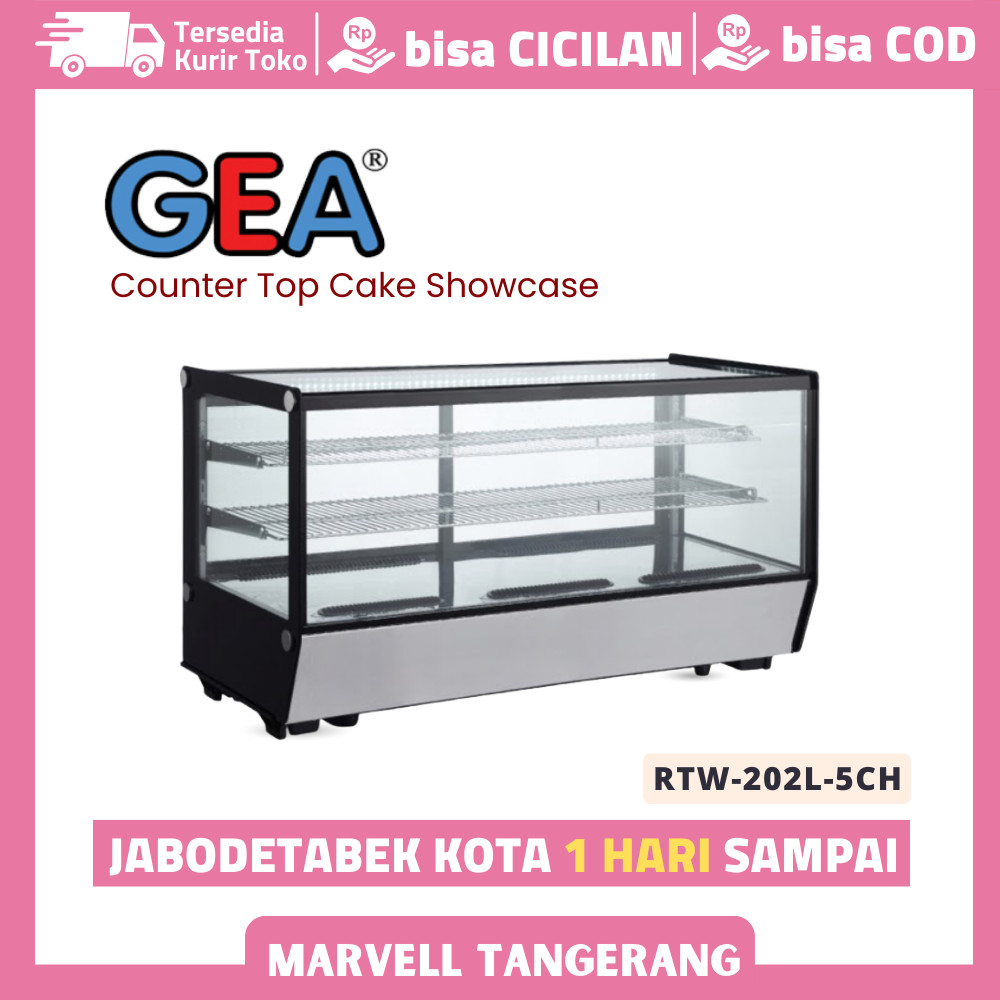 Counter Top Cake Showcase GEA RTW-202L-5CH Etalase Pemajang Pendingin Kue