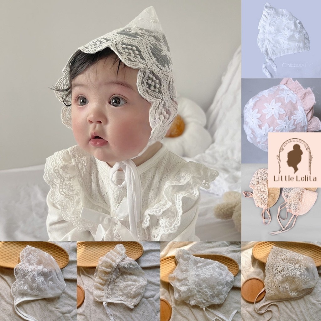 Topi Bonnet Bayi - Topi noni belanda renda lace anak perempuan