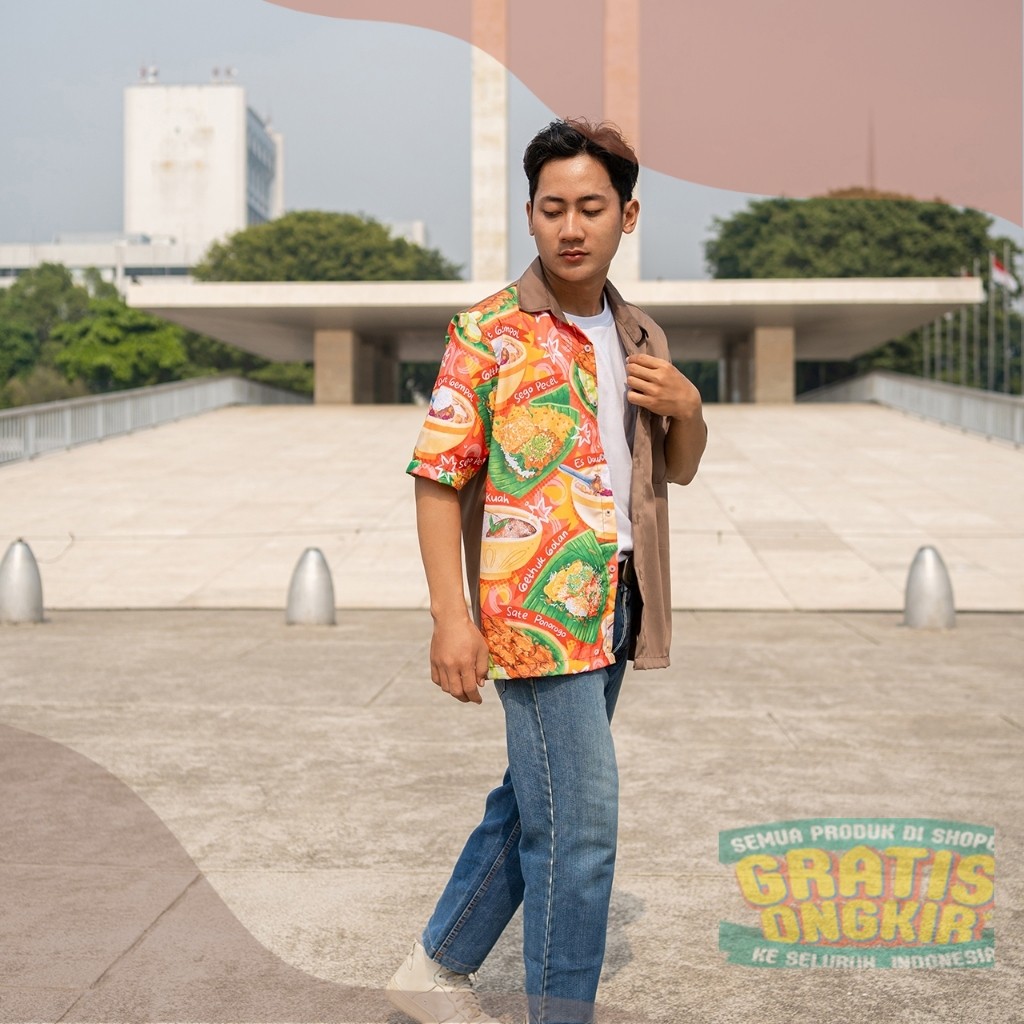 SOVLO Ramona Shirt - Kemeja Bermotif Unisexpakaian pria lainnya