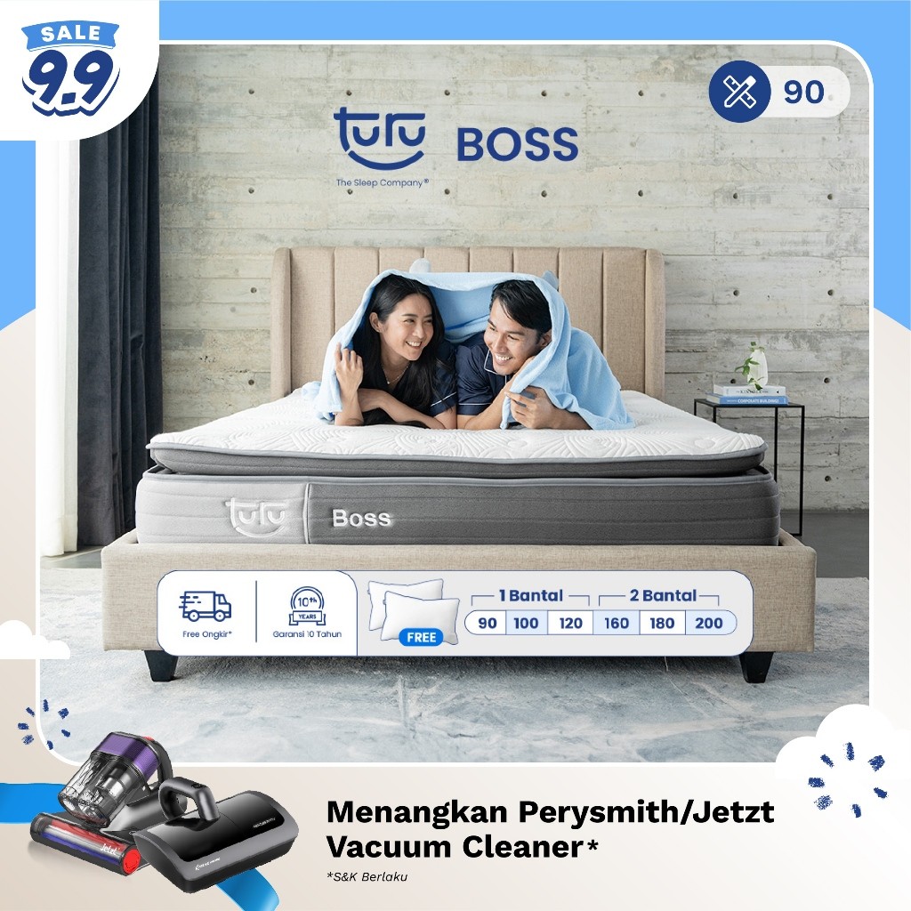 Turu - Kasur Pocket Spring Bed TURU BOSS ukuran 90x200 (Single Size) Free Bantal