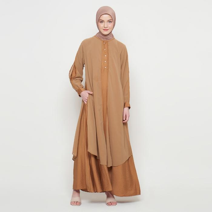 Gamis Wanita Pakaian Muslim Wanita Warna Coklat SR277 - All Size