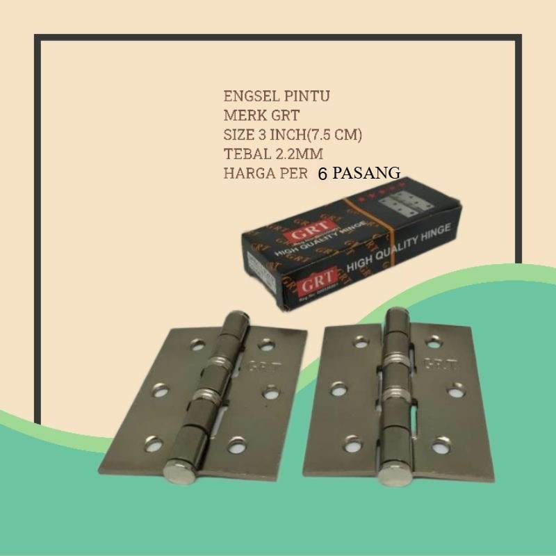 ( 6 Pasang ) GRT Engsel 3 Inch Engsel PINTU Jendela Rumah / Engsel GRT 3 Inch