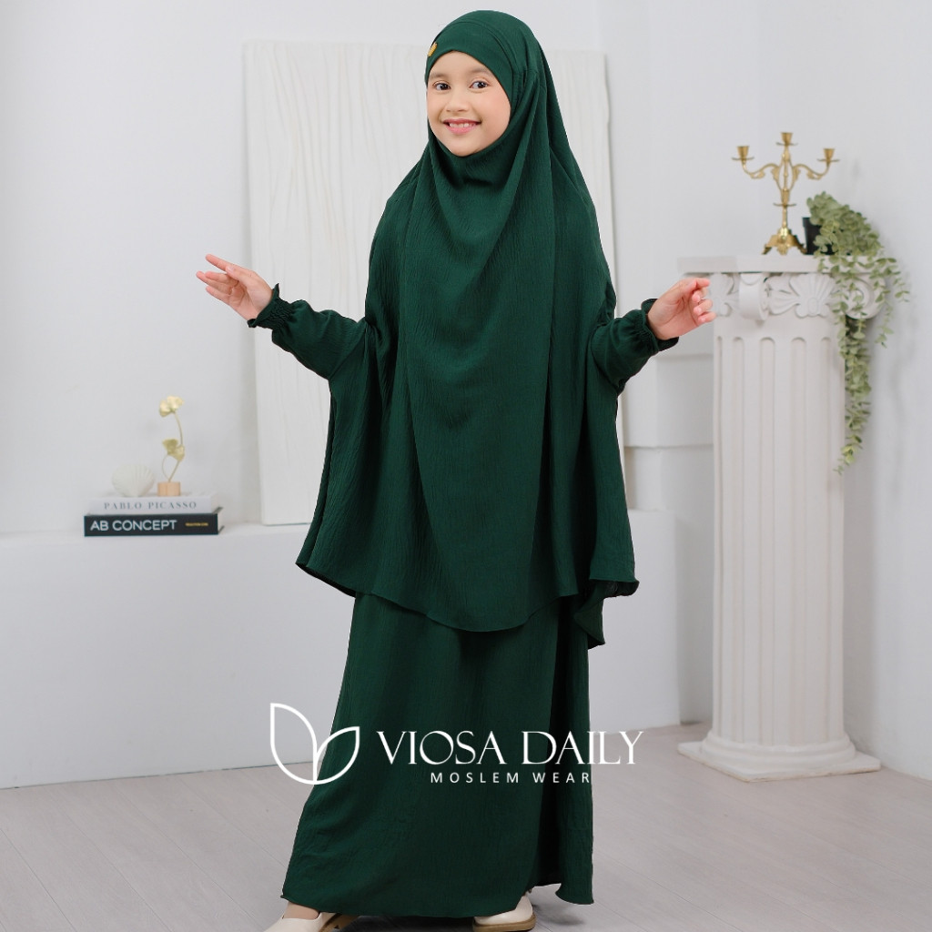 MECCA KIDS French Khimar Set Rok Anak Perempuan Usia 7 Sampai 12 Tahun