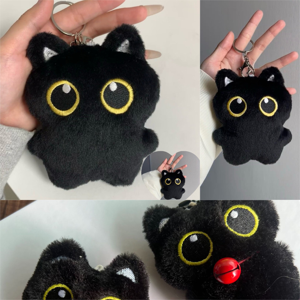Black Cat Doll Pendant Keychain Cute Pilot Little Black Cat Hanging Backpack Keychain Creative Cat P