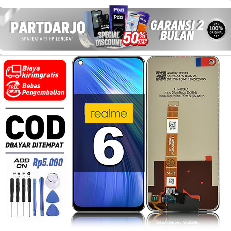LCD Realme 6 Touchscreen Fullset-Original Compatible For Glass Touch Screen Digitizer ori-asli COD D