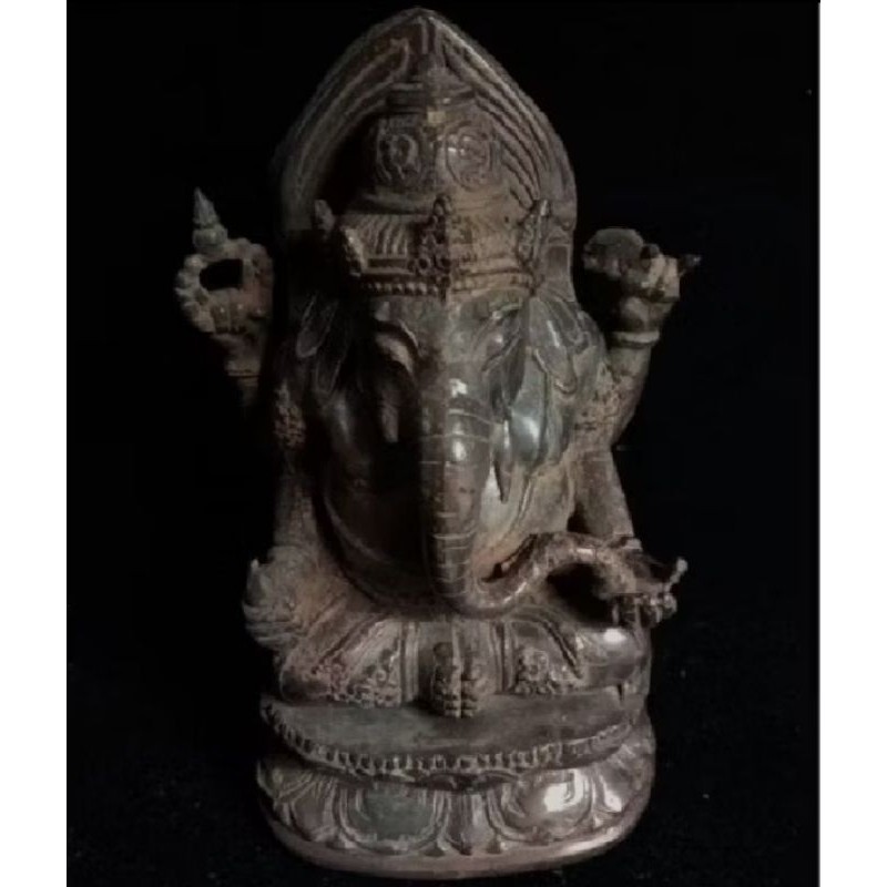 Patung Ganesha hitam perunggu