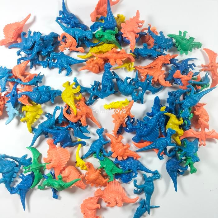 500gr(120pcs) DINO KARET mainan  hewan dinosaurus campur kiloan