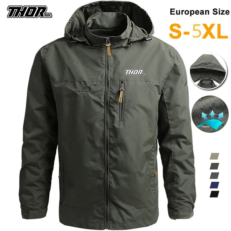 THORSOL Jaket Bersepeda Pria Tahan Air Jaket Angin Sepeda MTB Pakaian Motor Jaket Sepeda Gunung/Jala