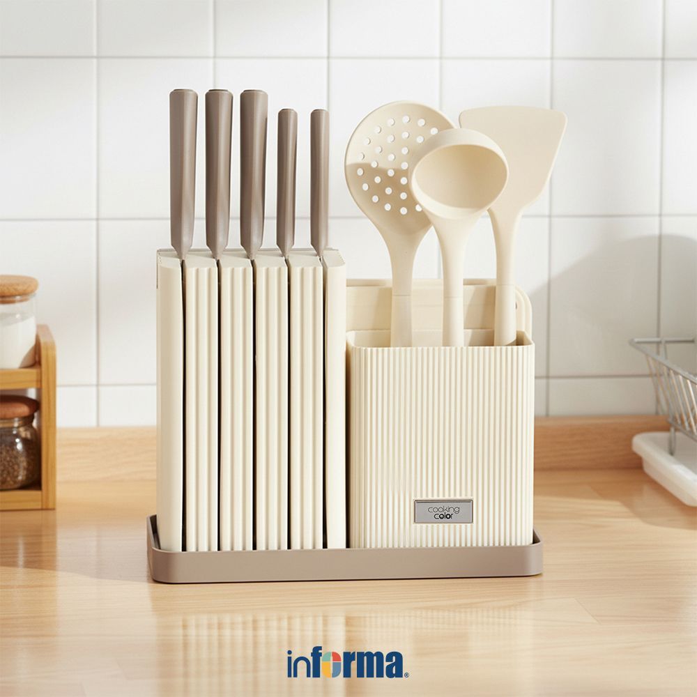Informa Cooking Color Huxton Set Pisau & Peralatan Masak - Krem Beige Cooking Set Kitchenware Alat D