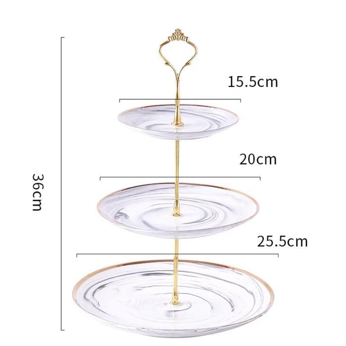 Epic Kitchee Marble Cake Tier / Rak Kue / Tempat kue bertingkat - Grey 3 Tingkat