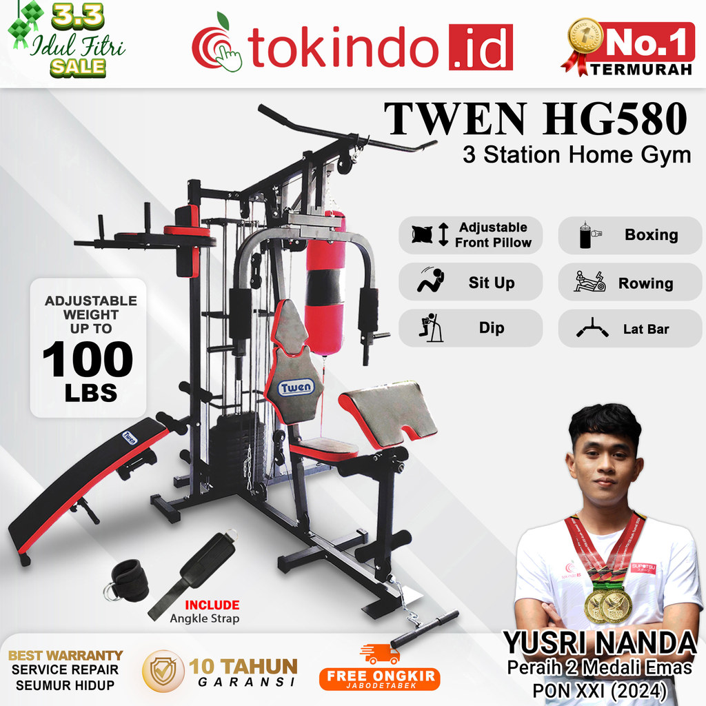 Home Gym Twen HG580 Homegym 3 Sisi Alat Olahraga Alat Gym Set Alat Fitnes Leg Press