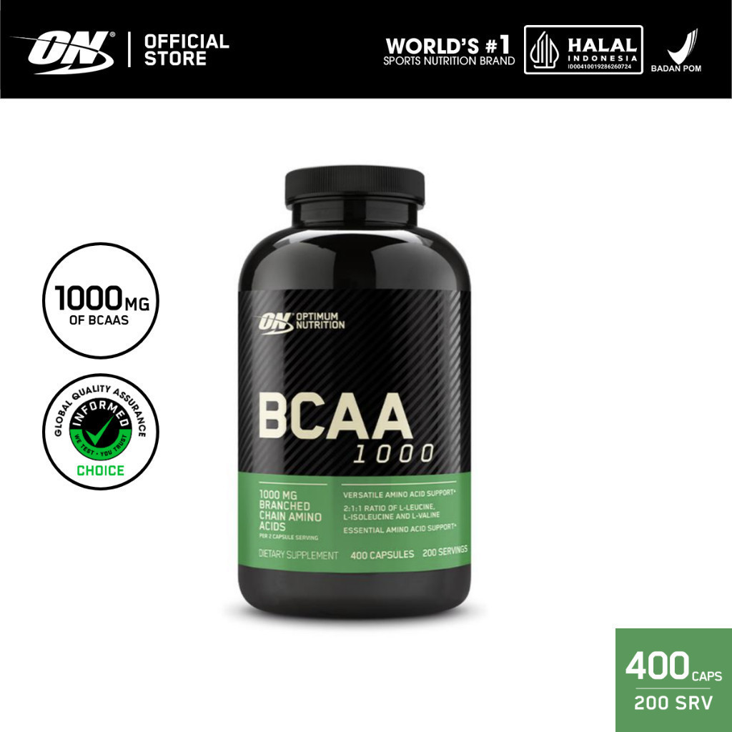 Optimum Nutrition BCAA Caps 400 - Suplemen / Gym / Kapsul