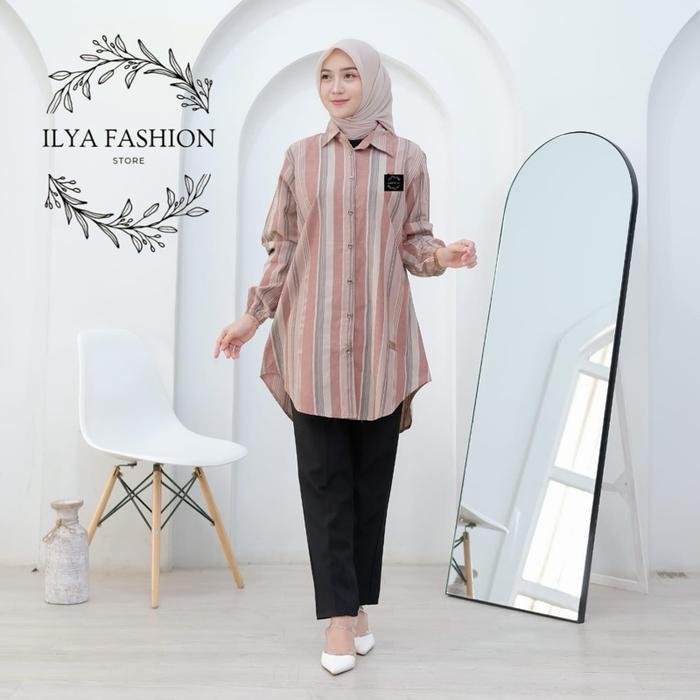 Promo Guncang AULIA TUNIK motif katun haruka Atasan Panjang Muslim  Wanita Dewasa - Terakota, Ld 110
