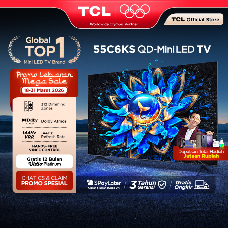 TCL 4K QD-Mini LED TV 55 Inch C6KS - High HDR Brightness - Dolby Vision & Atmos - IMAX Enhanced - 14