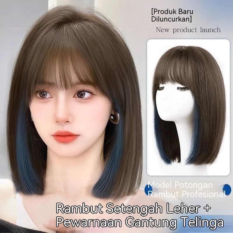 Produk baru wig rambut pendek wanita seluruh kepala simulasi alami memilih dan mewarnai rambut clavi