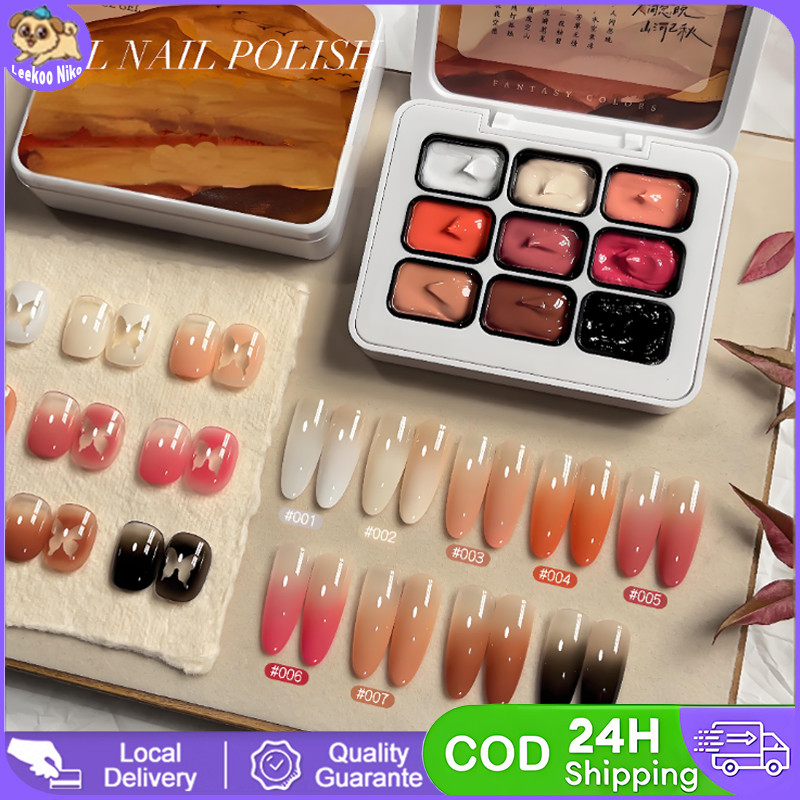 Palette Nail Gel Set Painting Gel 9 Warna Solid Gel Polish Ombre Gel Painting Gel Stamping Gel Oil P